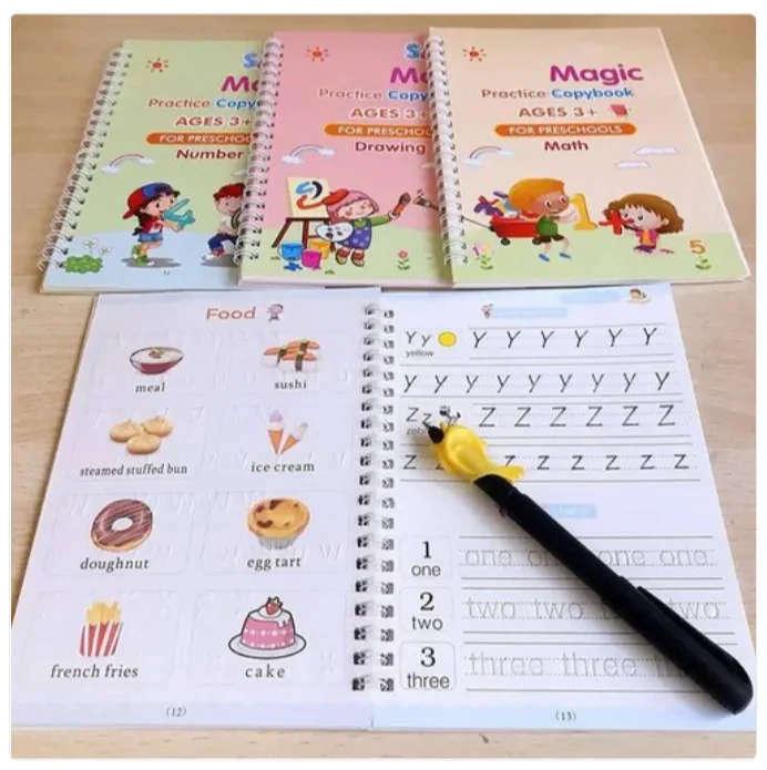 Sank Magic Practice Copybook (4 Books + Magic Pen & 10 Ink Refills)